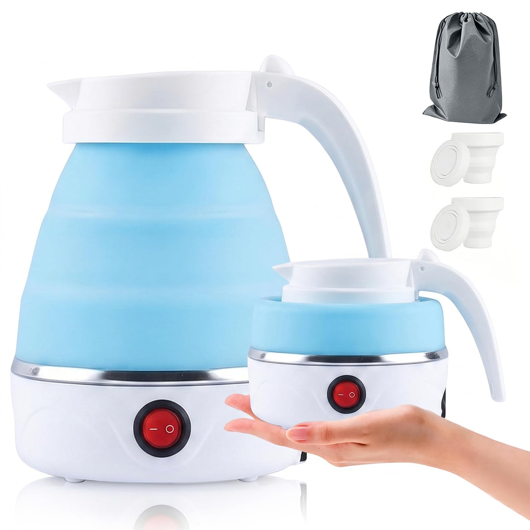 Faltbarer Wasserkocher 0,6L, 750W Reisewasserkocher Blau, Blau