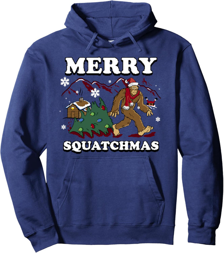 Merry Squatchmas Bigfoot Christmas Pullover Hoodie