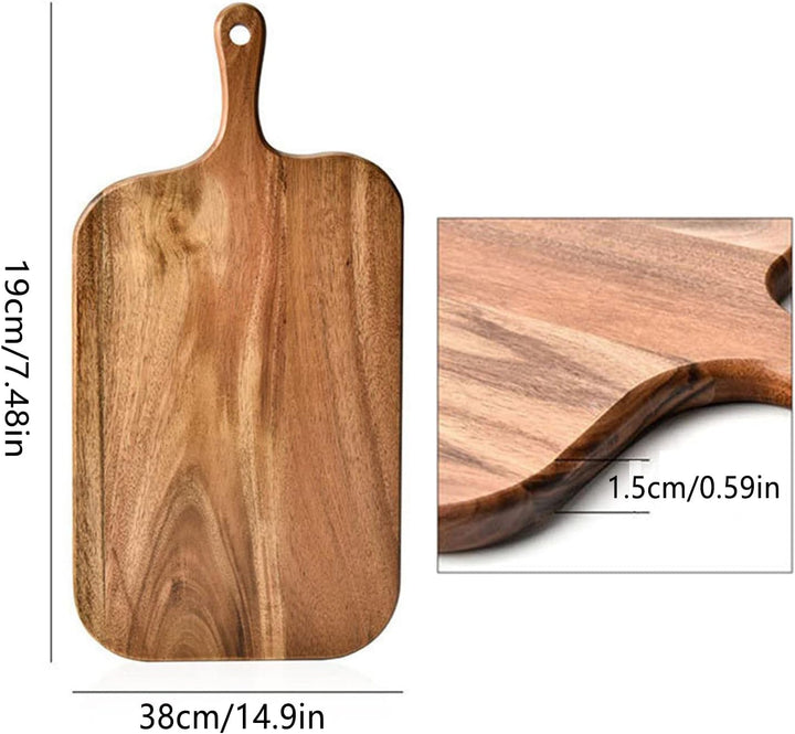 Schneidebrett Holz,Holz Servierbrett Mit Griff - Doppelseitige Präsentierplatte Für Küche Käse Campi