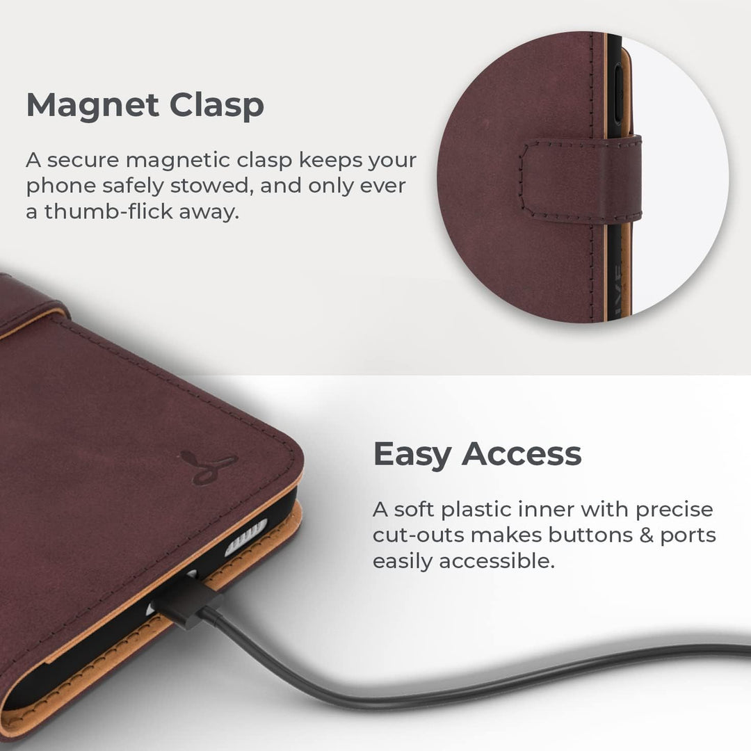 Snakehive Galaxy S21 FE 5G Hülle Leder | Stylische Handyhülle mit Kartenhalter & Standfuss | Handyhü