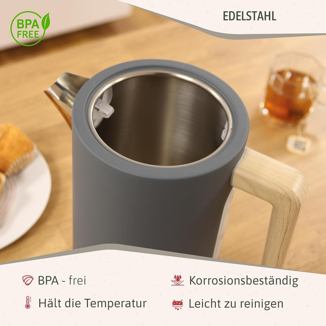 briebe Nordic Set Toaster 2 Scheiben Breite Schlitze mit Brötchenaufsatz, 6 Toast Stufen + Wasserkoc