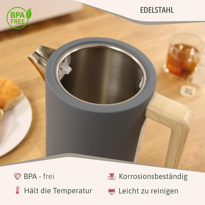 briebe Nordic Set Toaster 2 Scheiben Breite Schlitze mit Brötchenaufsatz, 6 Toast Stufen + Wasserkoc
