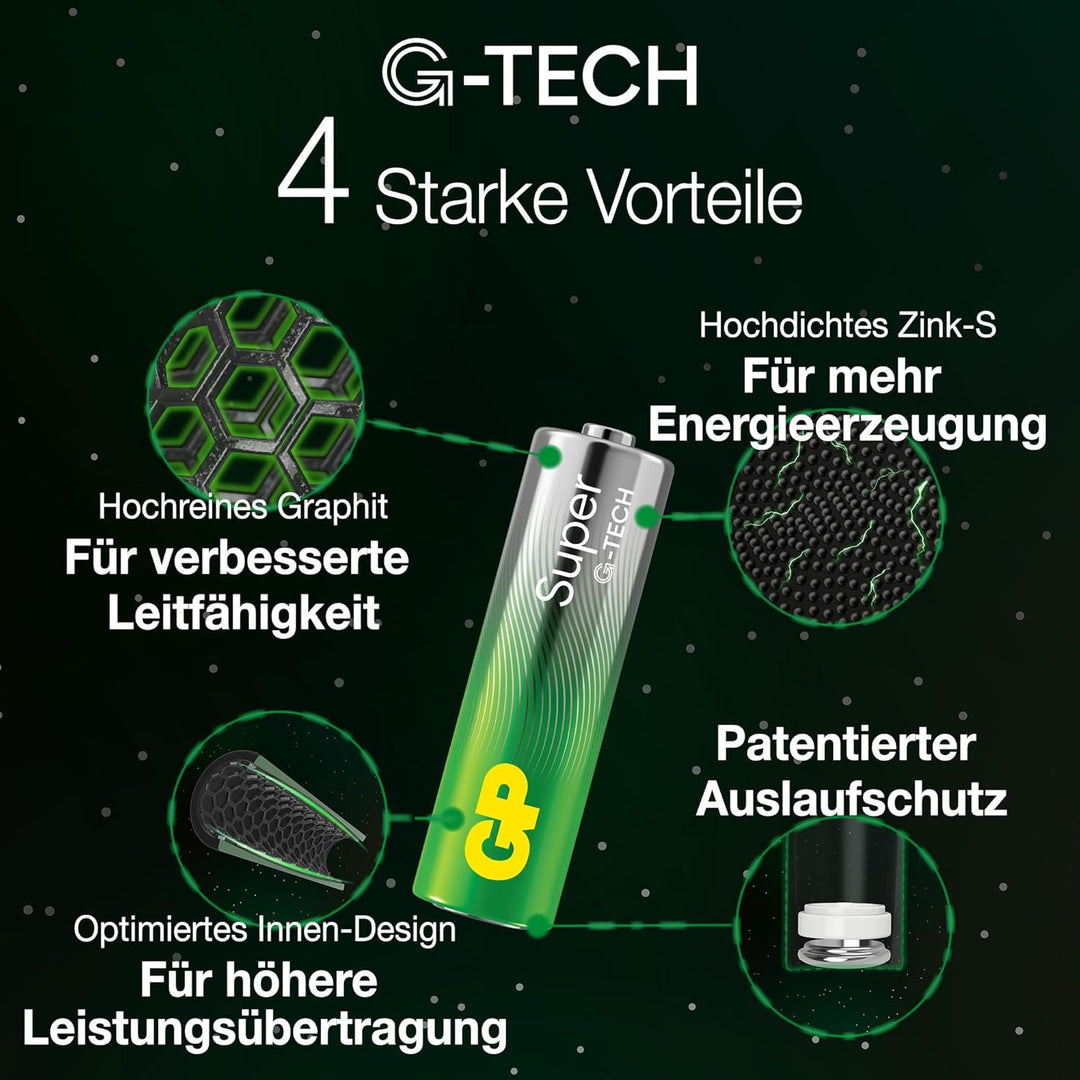 GP Batterien AA (Mignon, LR6) 1.5V, 80 Stück Grosspackung, Super Alkaline Longlife Technologie (8X 1