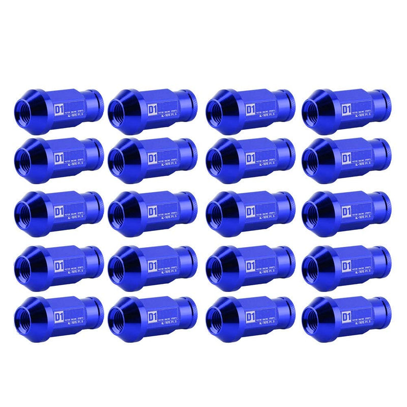 KIMISS Aluminium Autoreifenschraube, 20Pcs Radmuttern sichern Racing Radmutter M12X1.5(Blau)