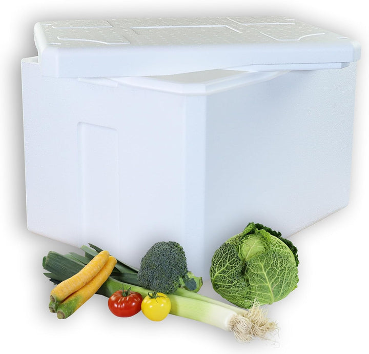 2 Thermoboxen Styropor XXL 64, 5Liter mit Deckel - Kühlbox Styropor - Wiederverwendbarer Isolierbehä