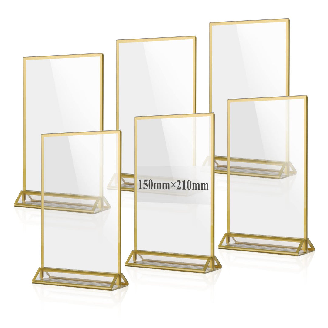 efuturetime 6PCS Tischaufsteller Acryl A5, Doppelseitiger Bilderrahmen, Plexiglas Menükartenhalter G