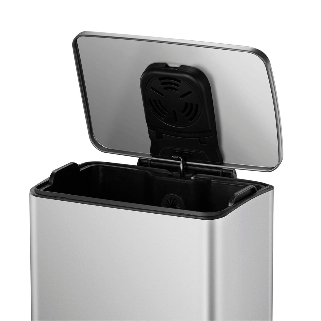 EKO E-Cube Tretmülleimer 40L Edelstahl (34.5 x 40,3 x 65 cm, Dämpfer-System, Fingerabdruck frei, Sta