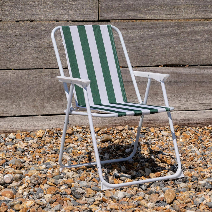 Harbour Housewares Klappe Metall Beachstühle - Grüne Streifen - Pack Von 2, Grün