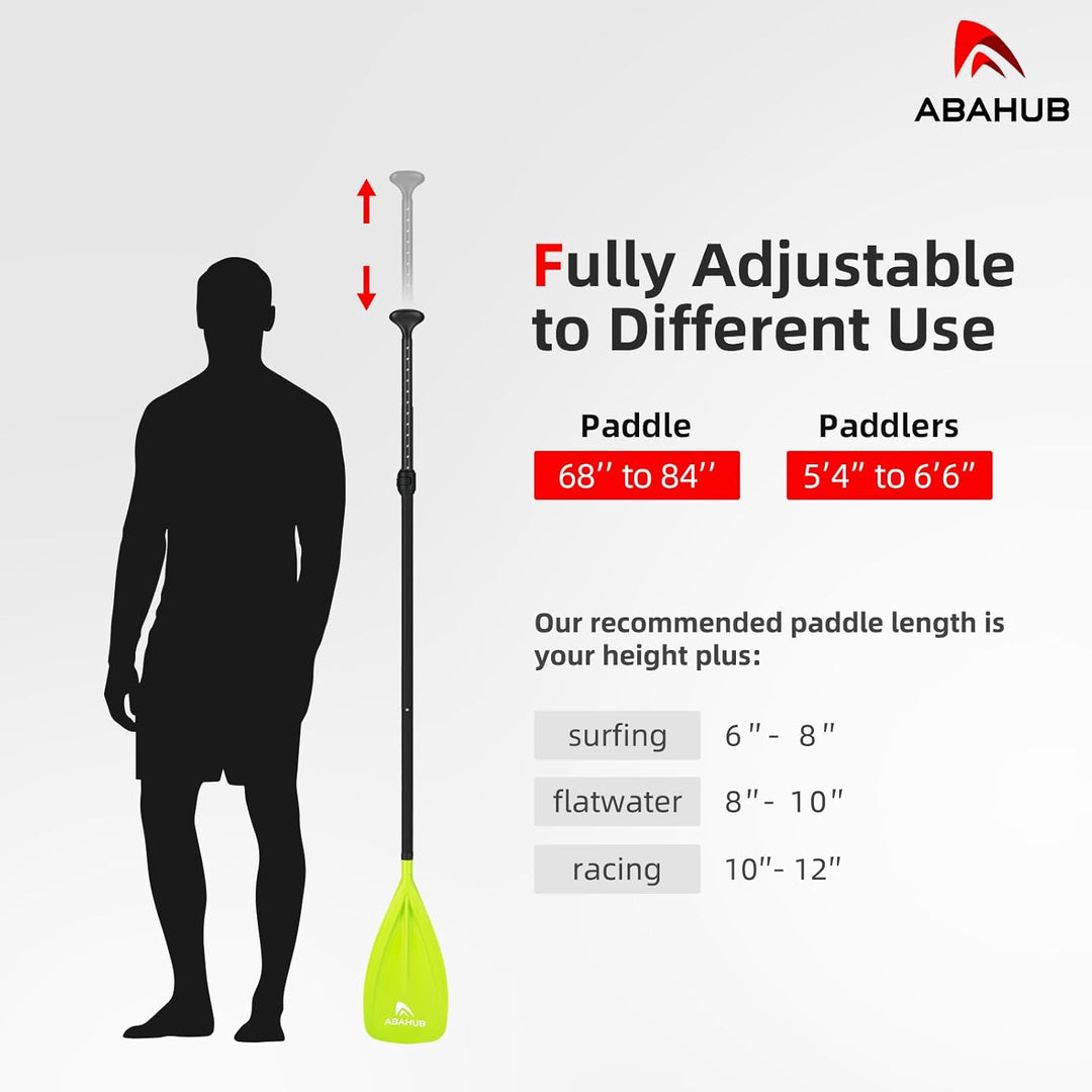 Abahub SUP Paddel 3teilig Stand Up Teleskoppaddel 173-213cm Aluminium mit PU Beschichtung für SUP Bo