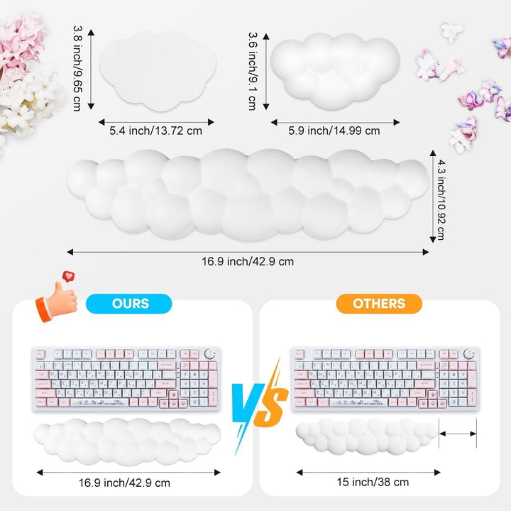 JIKIOU Upgrade Leder Cloud Tastatur Handgelenkauflage, Cloud Handgelenkauflage mit rutschfester PU-B