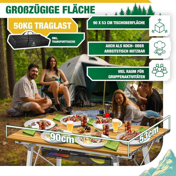 KESSER® Campingtisch faltbar Klapptisch mit Aluminiumrahmen Aufrollbare Tischplatte Falttisch klappb