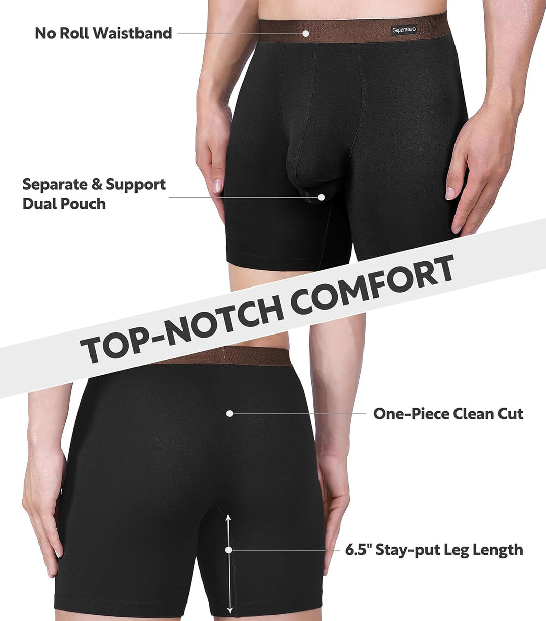 Separatec Herren Boxershorts Mehrfachpack Doppelbeutel Dual Pouch, Bambus Unterhosen Männer, Stretck