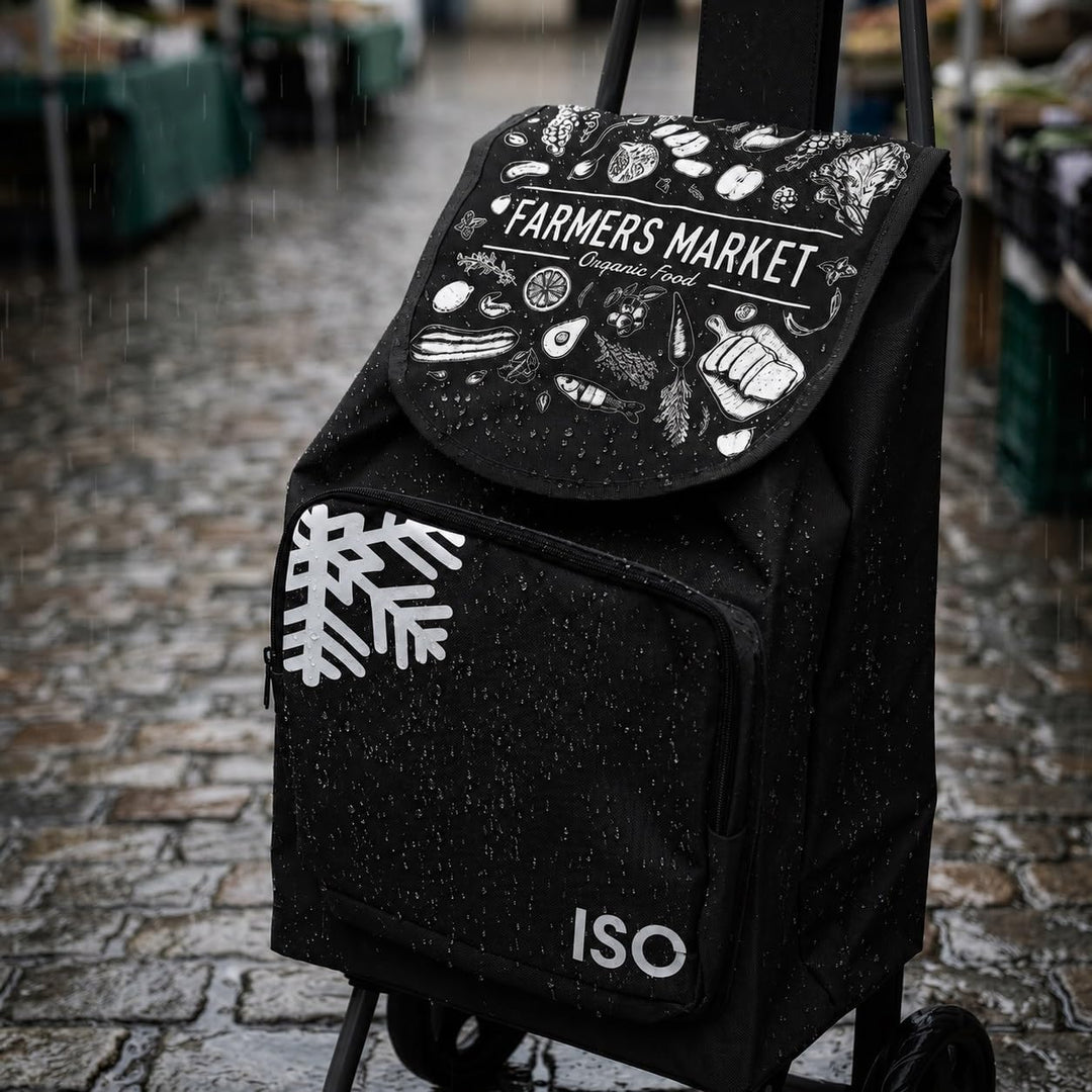 ELEPSO Einkaufstrolley mit Kühlfach 35L schwarz – Einkaufswagen leicht &amp; stabil – Shopping Trolley f