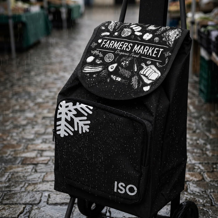 ELEPSO Einkaufstrolley mit Kühlfach 35L schwarz – Einkaufswagen leicht &amp; stabil – Shopping Trolley f