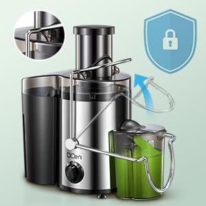 QCen Entsafter, Zentrifugal-Entsafter mit 76MM-Einfüllschacht, leicht zu reinigen, Edelstahl, lebens