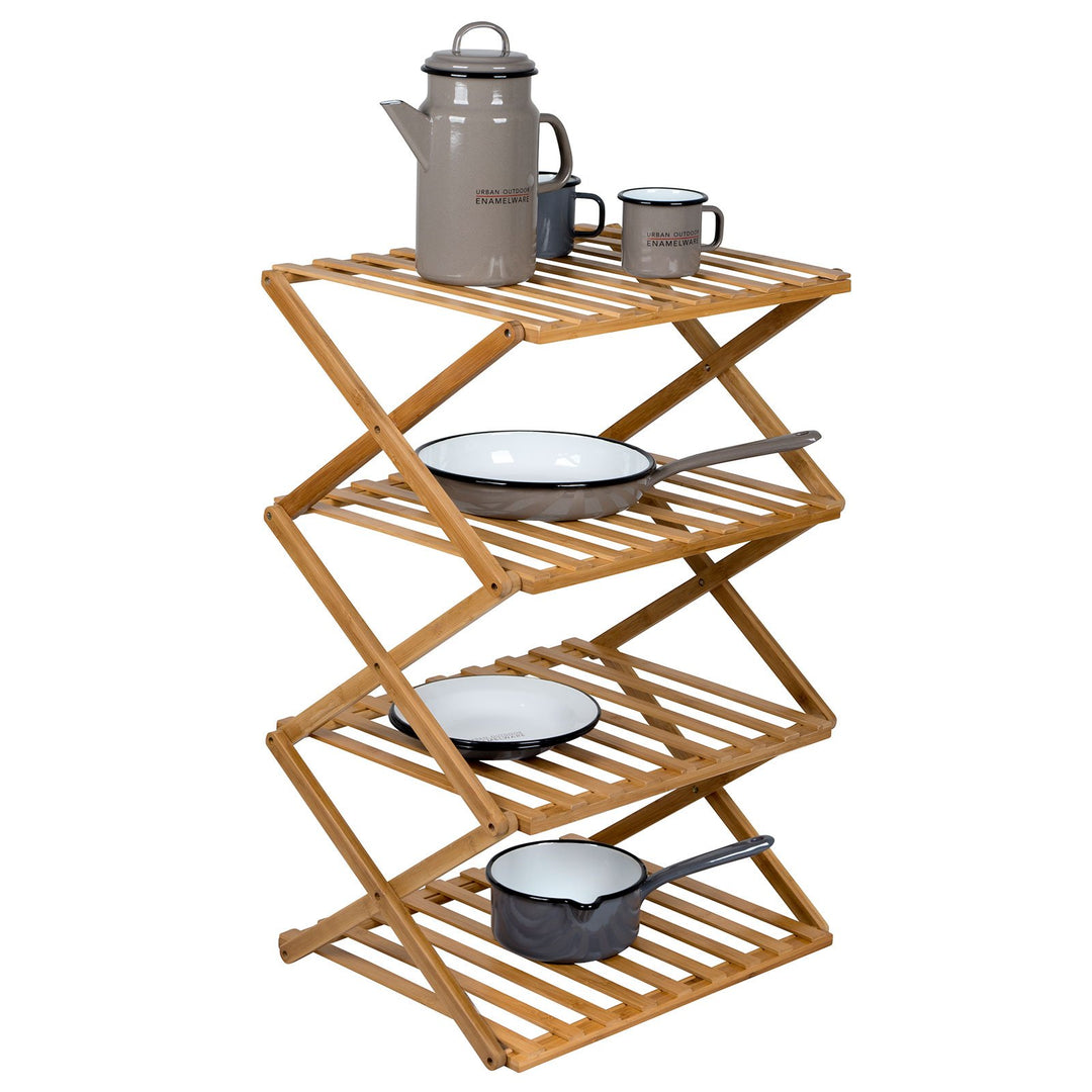 1609300 Fitzroy Camping Regal Faltschrank Faltregal Küche Möbel Faltbar Bambus Holz 50x40x72 cm