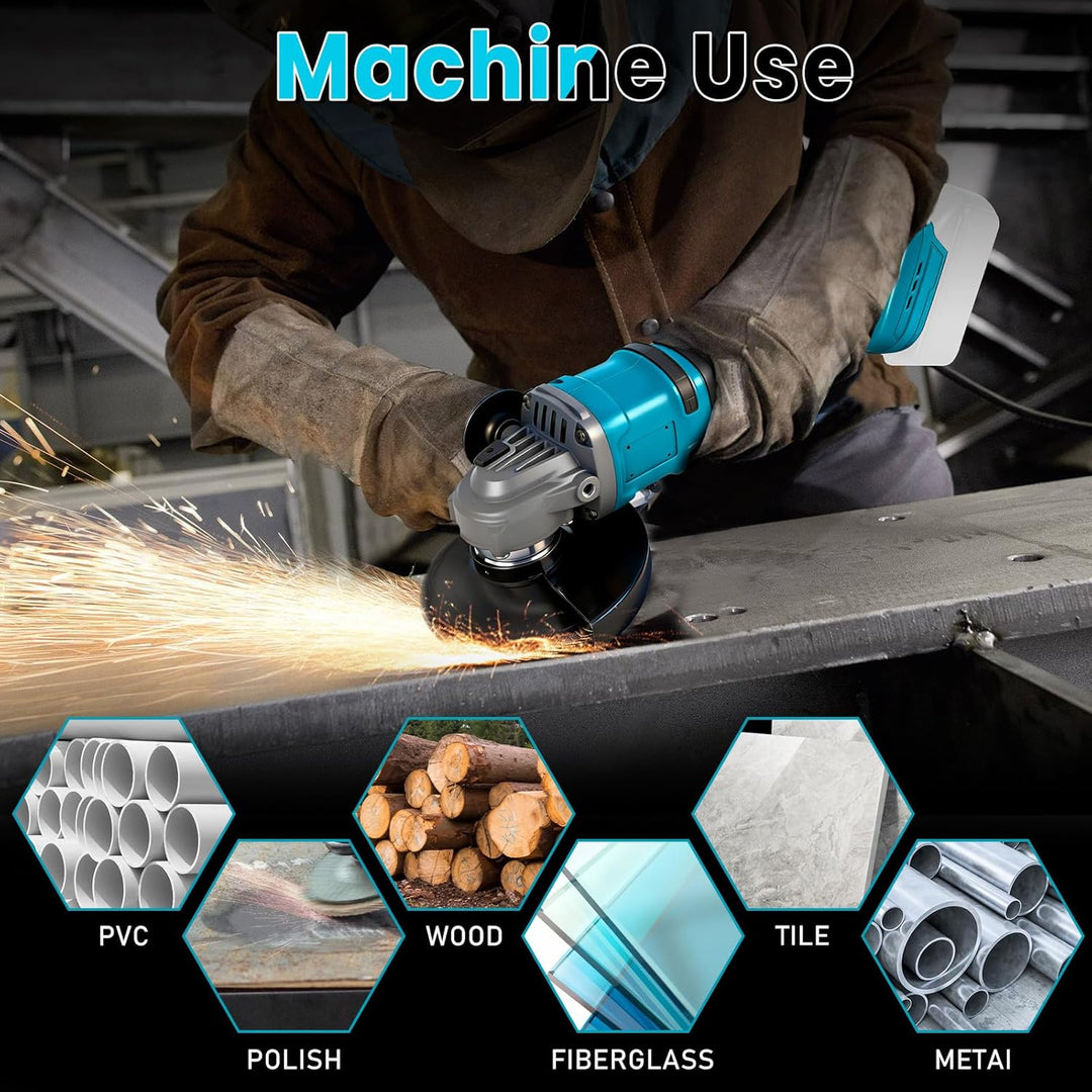 Winkelschleifer Kompatibel mit Makita 18V Akkus, Akku Winkelschleifer 125mm, 1180W Akku Flex Bürsten