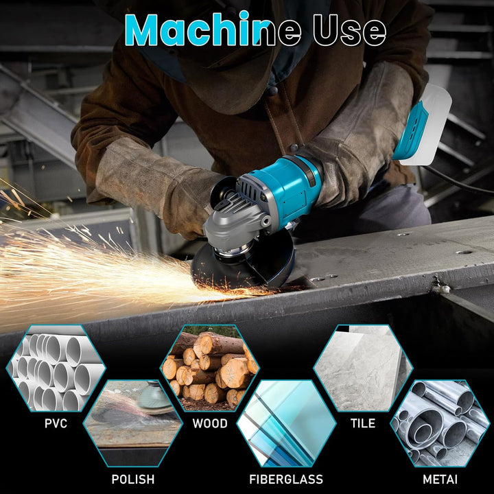Winkelschleifer Kompatibel mit Makita 18V Akkus, Akku Winkelschleifer 125mm, 1180W Akku Flex Bürsten