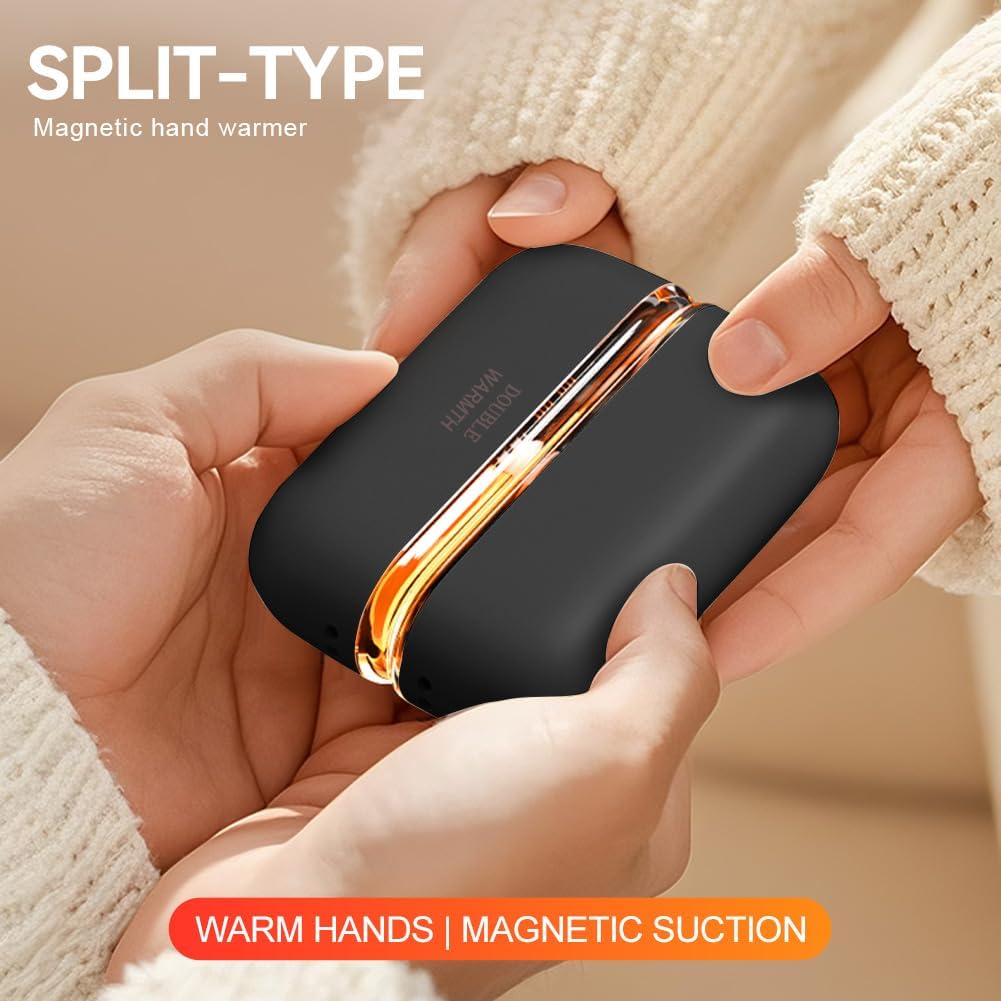 URAQT Handwärmer Elektrisch, 2er Set Magnetische Handwärmer Wiederaufladbar, Wiederverwendbar Tragba