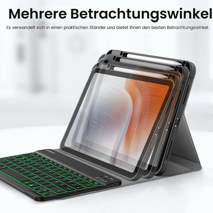 FINTIE Hülle mit Tastatur für iPad A16 11 Generation/10 Gen (11/10.9 Zoll, 2025/2022), 7-farbige Hin