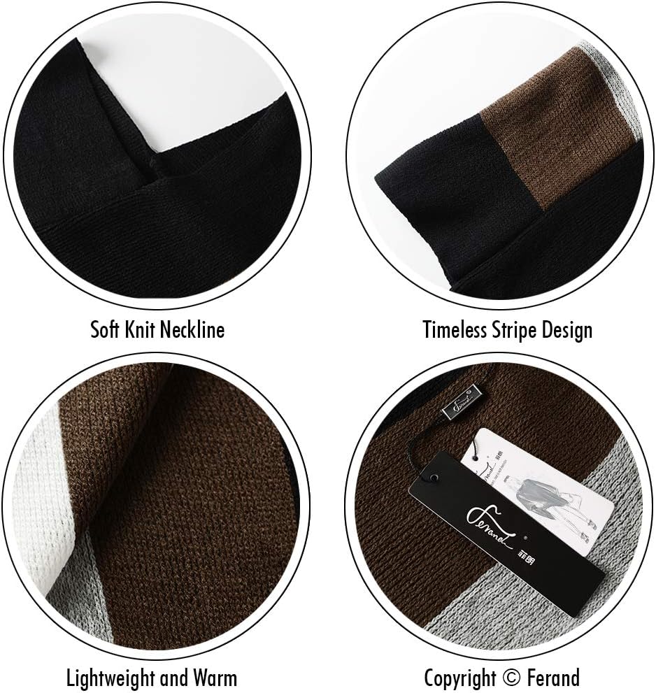 Ferand Damen Gestreifter Poncho Pullover Vielseitiger Schal zum Wickeln mit Fransen für Herbst und W