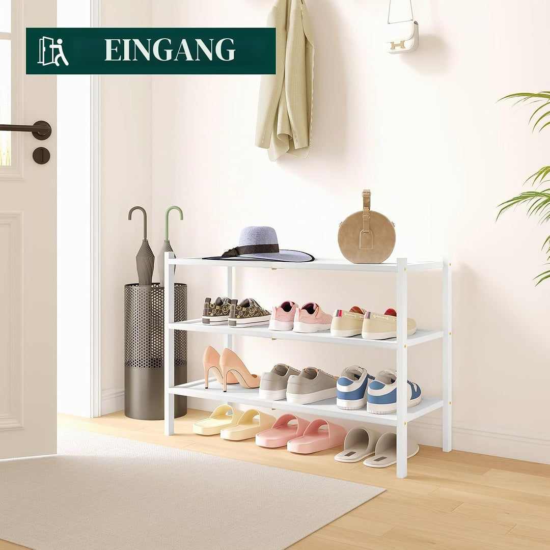 smiry Schuhregal aus Bambus, Stabile Schuhablage, Platzsparend Schuhständer für Schuhe, Handtasche,