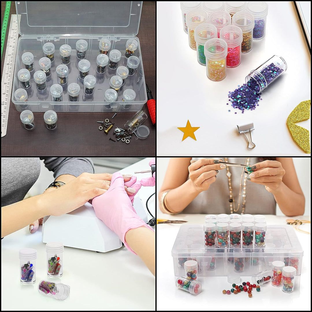 Kurtzy 60 Herausnehmbare Behälter Klare Kunststoff Perlen Aufbewahrungsbox - 10 ml - Diamond Paintin