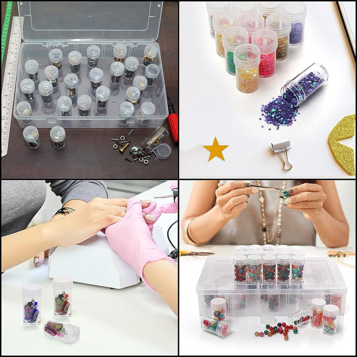 Kurtzy 60 Herausnehmbare Behälter Klare Kunststoff Perlen Aufbewahrungsbox - 10 ml - Diamond Paintin
