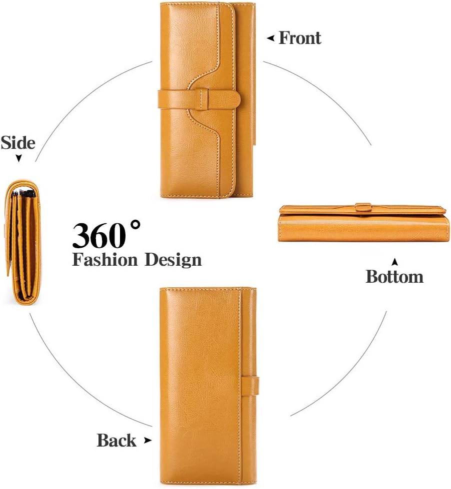 SENDEFN Portemonnaie Damen Gross, RFID-Blockade Damen Geldbörse, Grosse Leder Geldbörse für Damen mi