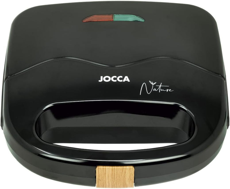 JOCCA Sandwichtoaster für 2 Scheiben, Nature-Linie / antihaftbeschichtete Grillplatten / Leuchtindik