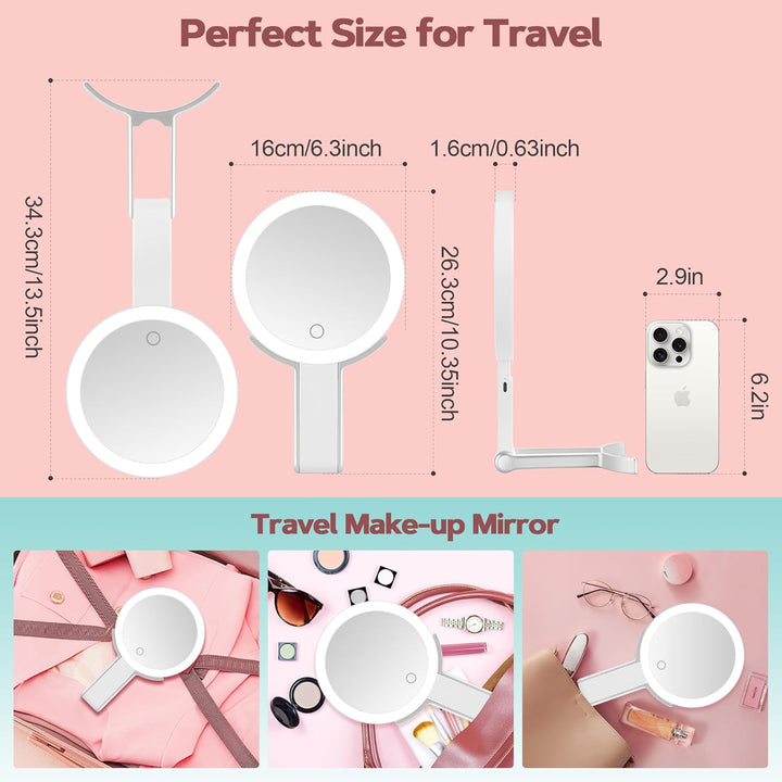 B Beauty Planet Vergrösserungsspiegel mit Licht, Doppelseitiger 30X/1X Vergrösserungsspiegel, Reise-
