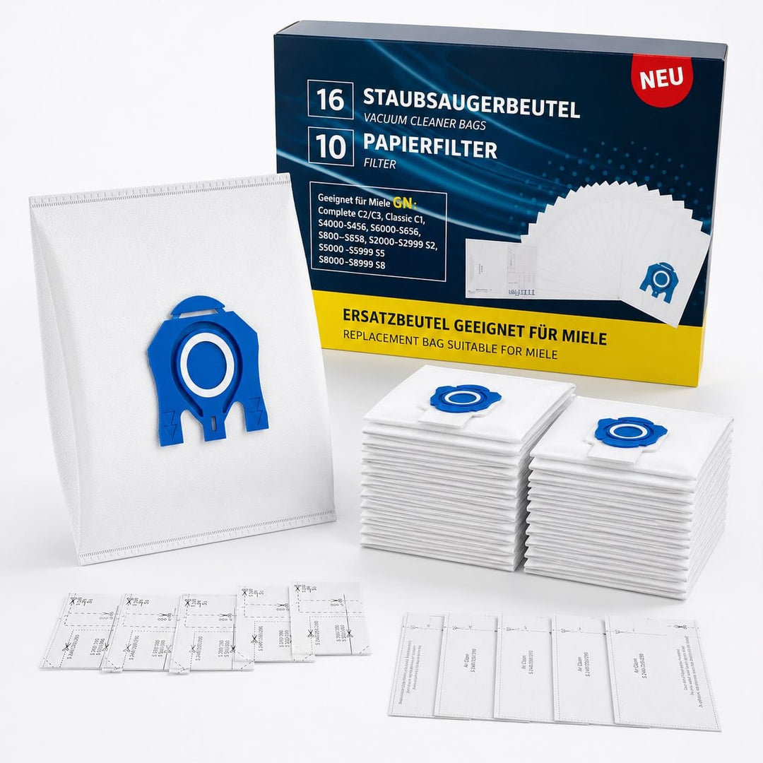 16x Staubsaugerbeutel für Miele Staubsauger kompatibel mit Miele GN Serie S8340 S2 S4 S5 S6 S8, Comp