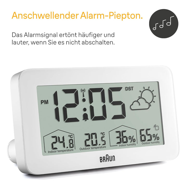 Braun Central European Time Zone (DCF) Digitale Funkwetterstation mit Innen- und Aussentemperatur- u