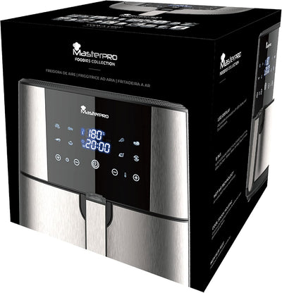 MasterPro Foodies | Ölfreie Fritteuse 6L 1800W mit Ölsprüher | LED-Touchscreen und Antihaft-Korb | L