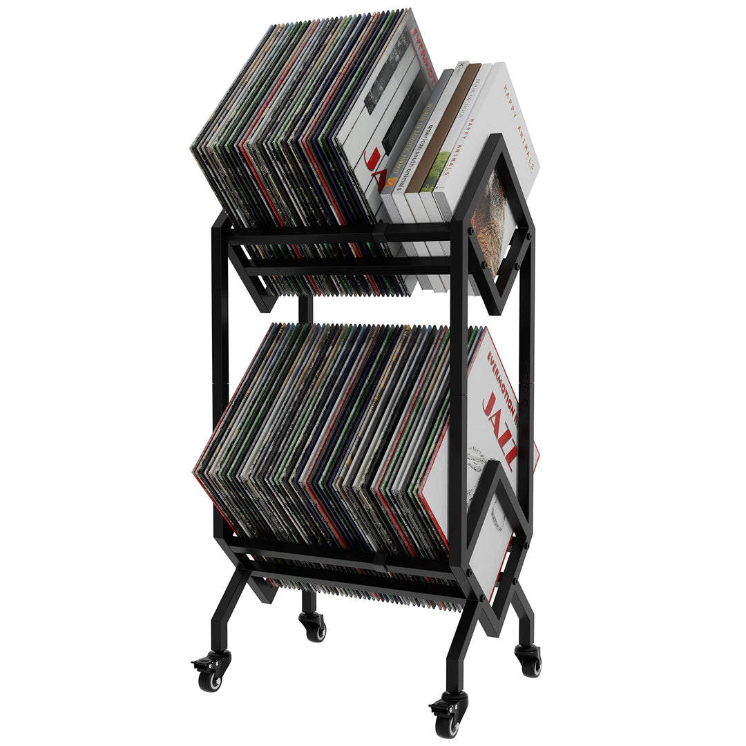 VEDECASA DJ Vinyl Record Speicherhalter Rack LP Storage Display Ständer mit Casters einfach zu versc
