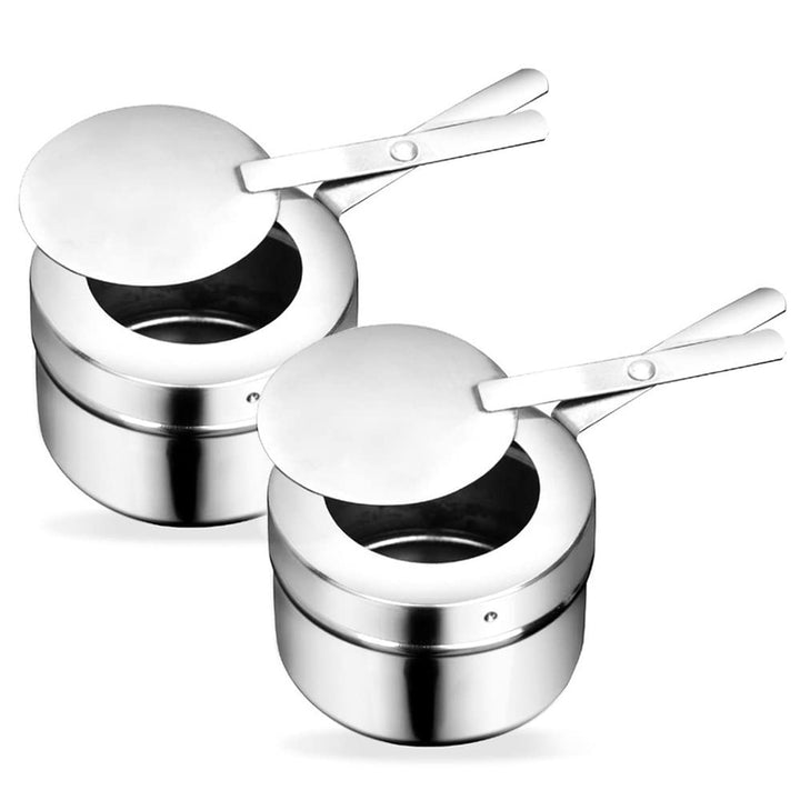 Brennpastenbehälter Edelstahl 2 Stück, Brennpaste Behälter für Fondue Speisewärmer oder Chafing Dish