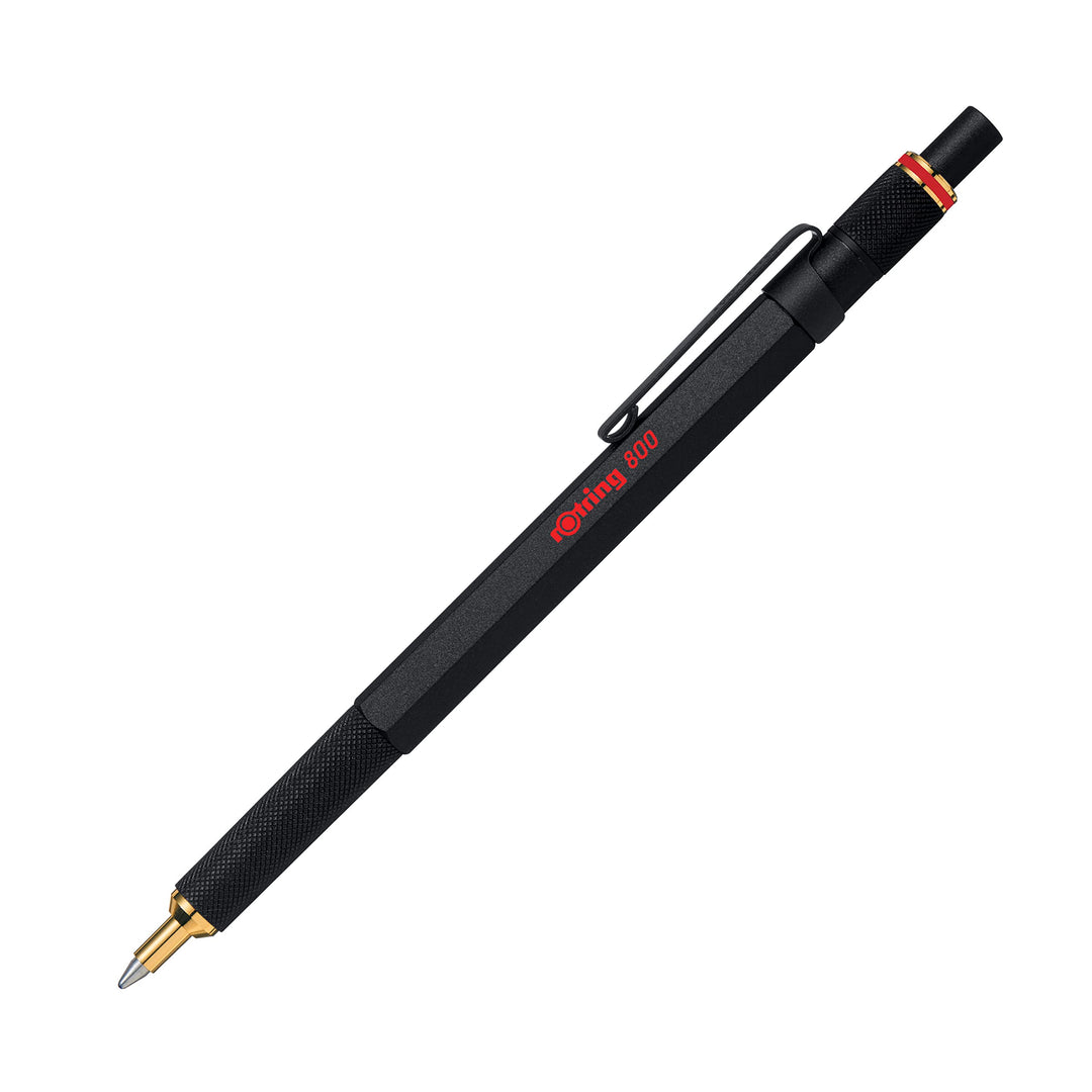 rOtring 800 Kugelschreiber | mittlere Spitze | Schwarze Tinte | Schwarze Schaft | nachfüllbar Schwar