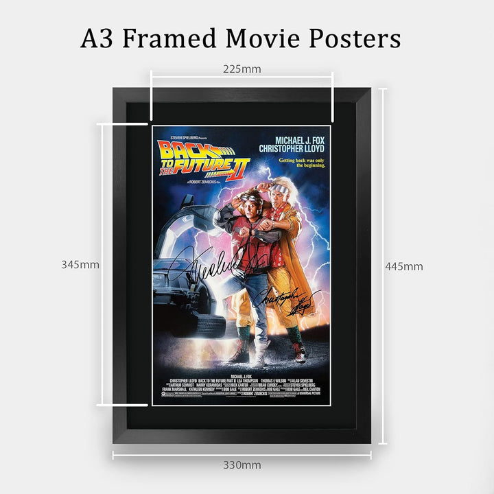 HWC Trading A3 FR Zurück in die Zukunft 2 Poster Cast Signed Geschenk gerahmt Printed Autogramm Chri