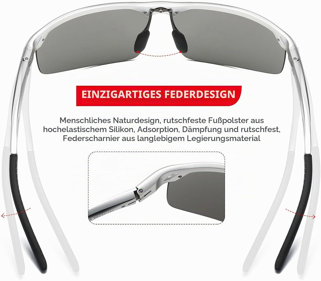 DUCO Sonnenbrille für Herren Retro Polarisierte Sonnenbrille Ultraleichte Sportbrille Al-Mg Metallra