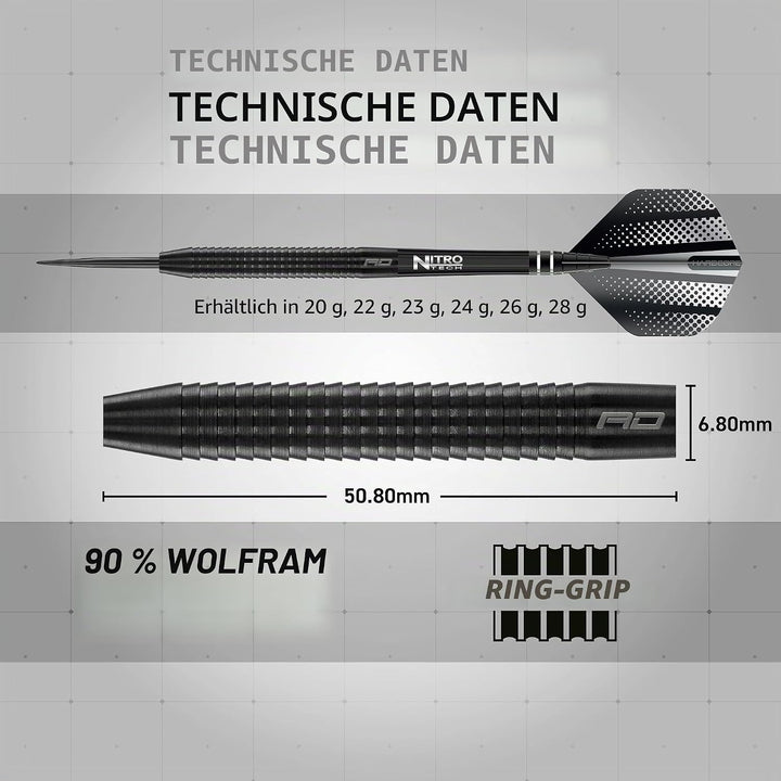 RED DRAGON Razor Edge Series Dartpfeile Tungsten Profi Steel Darts mit Flights und Schäfte 24 g 1, 2