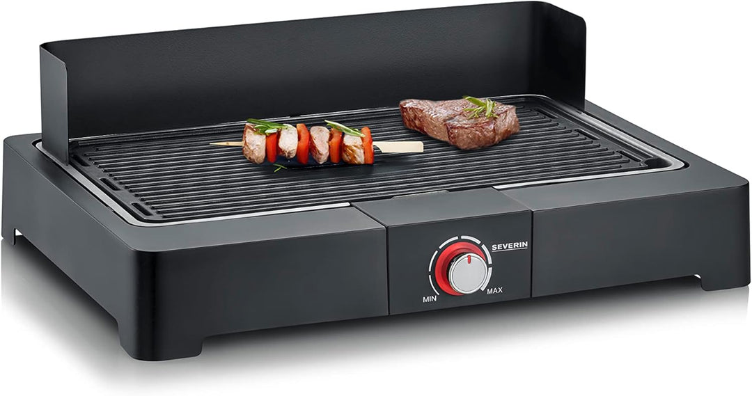 SEVERIN Tischgrill mit Aluminium-Grillplatte für drinnen und draussen, Elektrogrill mit schnellem Gr