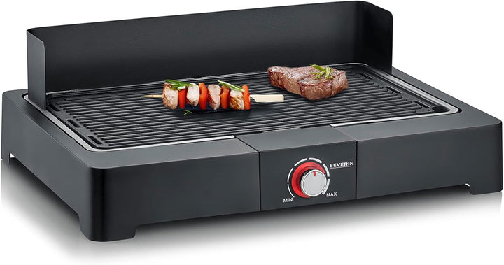 SEVERIN Tischgrill mit Aluminium-Grillplatte für drinnen und draussen, Elektrogrill mit schnellem Gr
