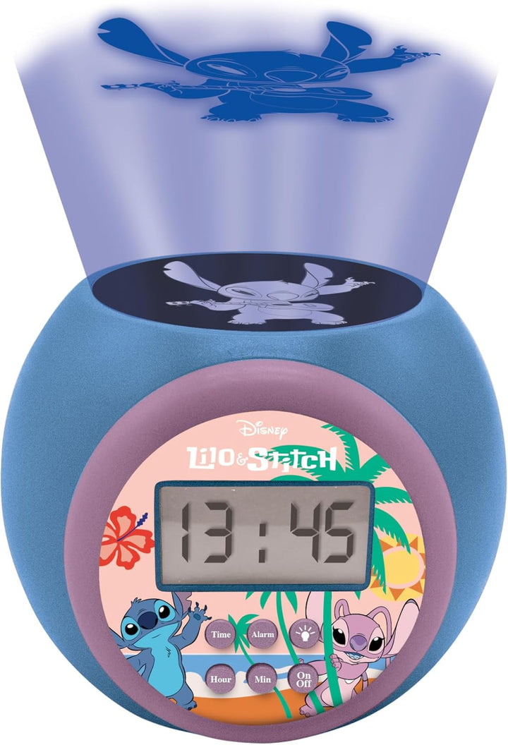 Lexibook, Disney Stitch, Projektionswecker mit Schlummerfunktion und Alarmfunktion, Nachtlicht mit T