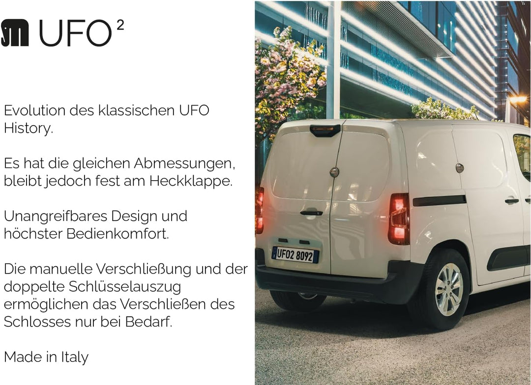 UFO MERONI SERRATURE - Ufo2 Sicherheitsschloss Transporter, Einbruchschutz Wohnmobil für Lieferwagen