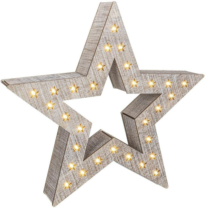 Ideen mit Herz LED-Holz-Stern | Weihnachts-Licht | Winter-Dekoration | Fenster-Beleuchtung | Vintage