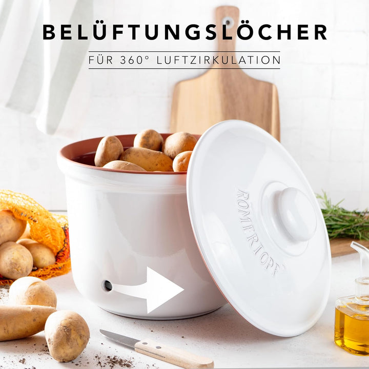 Römertopf Kartoffeltopf Maxi Plus frische Topf aus Naturton Keramik Vorratstopf Ø 26,0cm weiss ø26cm