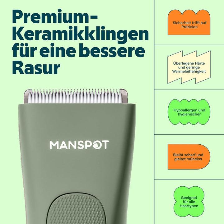 MANSPOT Intimrasierer Mann, Körperhaartrimmer für Herren, Professioneller Body Trimmer Wasserdicht m
