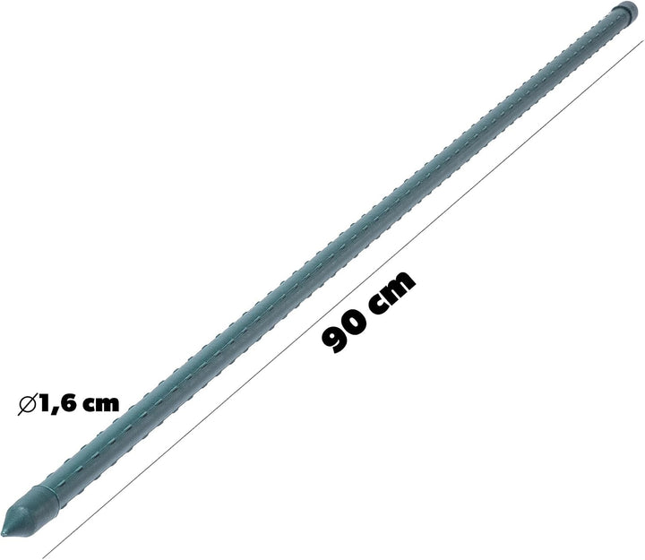 KADAX Pflanzstäbe 90 cm x 16 mm, 15er Set – Beschichteter Stahl Rankstab, Pflanzenstütze &amp; Tomatenst