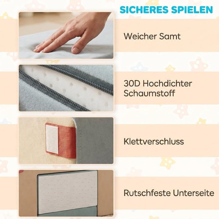 AIYAPLAY Schaumstoff Bausteine für Kinder 2er Set rutschfest XXL Bunt | Softbausteine, Montessori Sp
