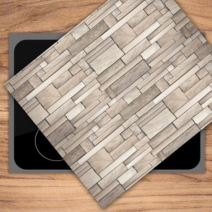 SmartDecoration Herdabdeckplatte Ceranfeldabdeckung aus Glas 60x52 cm Einteilig Motiv "Granitstein"